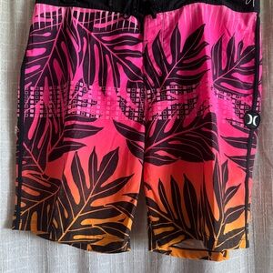 Hurley - Sig Zane Collab Black, Hot Pink and Orange Swim Hybrids